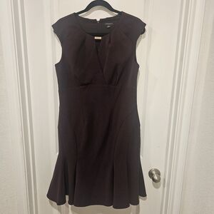 Ann Taylor Cap-Sleeve Fit & Flare Dress Size 10 Dark Plum